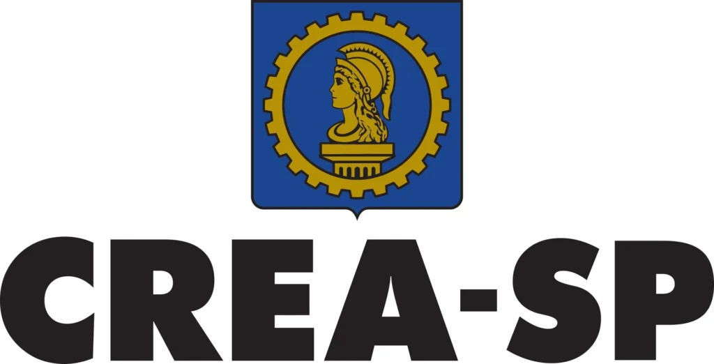 Logotipo do CREA-SP: Conselho Regional de Engenharia e Agronomia do Estado de São Paulo, relevante para profissionais em Campinas.