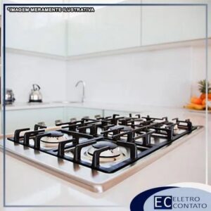 Ilustração de fogão a gás de embutir em bancada de cozinha planejada